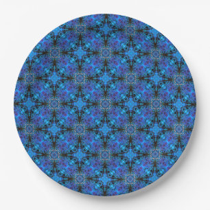 Black, Purple, and Blue Moroccan Stars Pattern Paper Plates