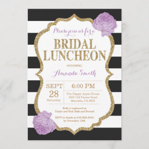 Black Purple and Gold Bridal Luncheon Invitation