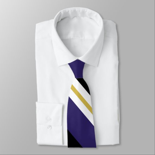 Black Purple and Gold Broad University Stripe Tie