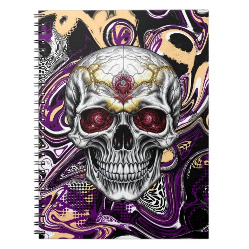 Black Purple and Gold Sugar Skull Notebook