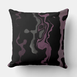 Black, purple and gray abstract throw pillow