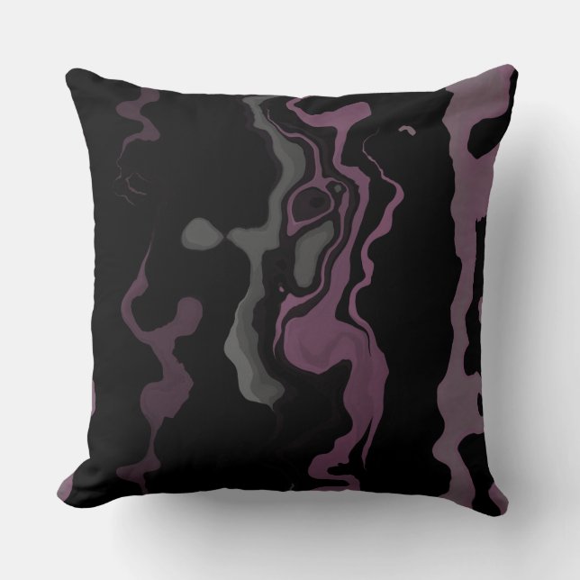 Black, purple and gray abstract throw pillow (Front)