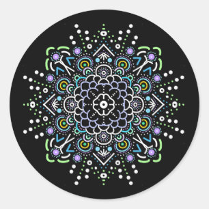 Black, Purple and Green Mandala Classic Round Sticker