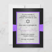 Black, Purple, and Silver Floral RSVP Card (Back)