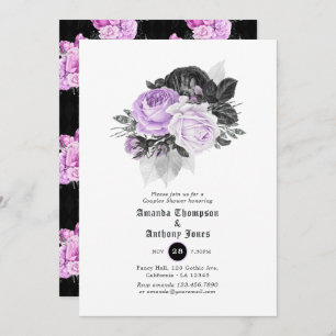 Black, Purple and Silver Gothic Couples Shower Invitation