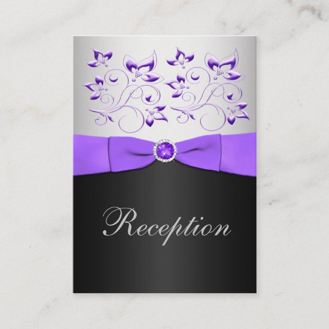 Black, Purple, and Silver Reception Enclosure Card (Front)