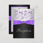 Black, Purple, and Silver Reception Enclosure Card (Front/Back)