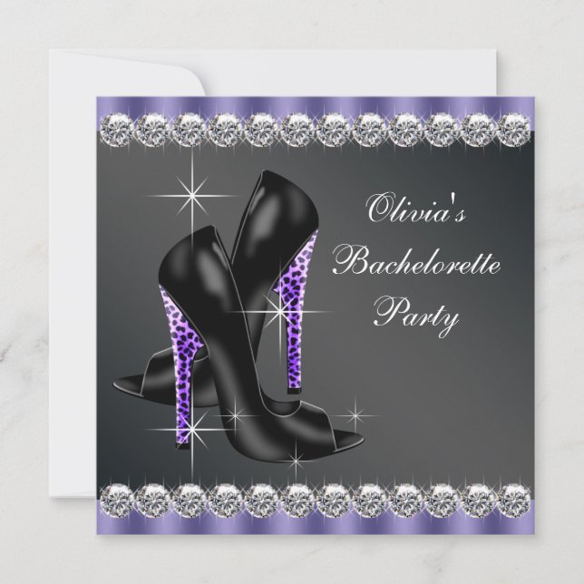 Black Purple Bachelorette Party Invitation (Front)