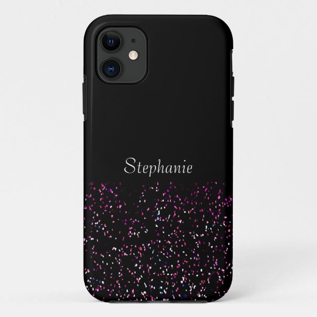 Black Purple Blue Glitter Monogram Name Cool Case-Mate iPhone Case (Back)