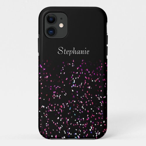 Black Purple Blue Glitter Monogram Name Cute iPhone 11 Case