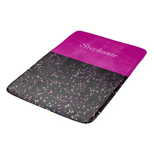 Black Purple Blue Glitter Patterns Name Pink Bath Mat