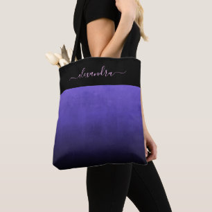 Black Purple Blue rustic ombre personalized Tote Bag