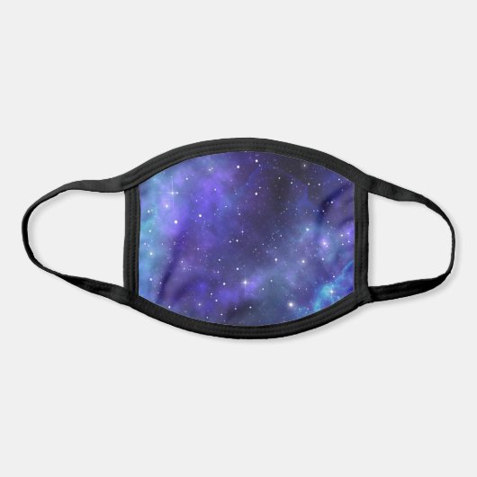 Black Purple Blue Stars Watercolor Cloth Galaxy Face Mask (Front)