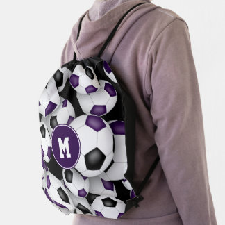 black purple boys girls school spirit soccer drawstring bag