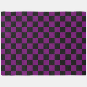 Black Purple Check Checkered Checkerboard Pattern Outdoor Rug