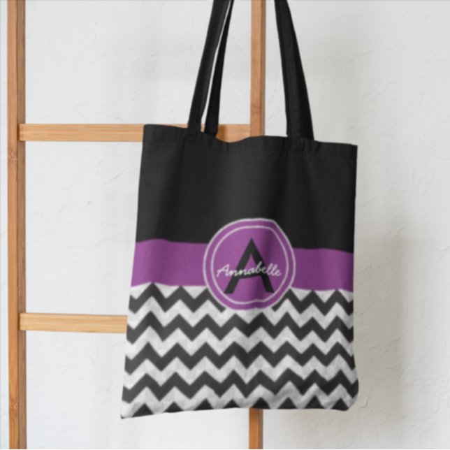 Black Purple Chevron Tote Bag (Creator Uploaded)