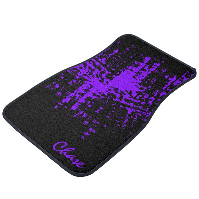 Black & Purple Cool Set Of Abstract Car Floor Mats (Angled)