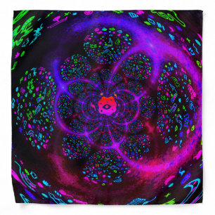 Black Purple Cosmic Fractal Art Bandana
