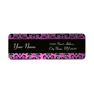 BLACK PURPLE DAMASK LABEL