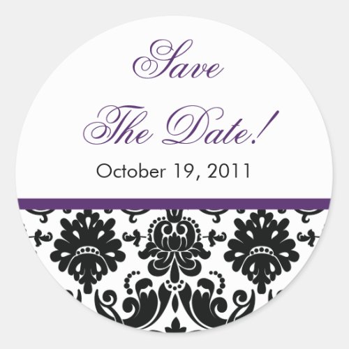 Black  Purple Damask Save the Date Wedding Seal