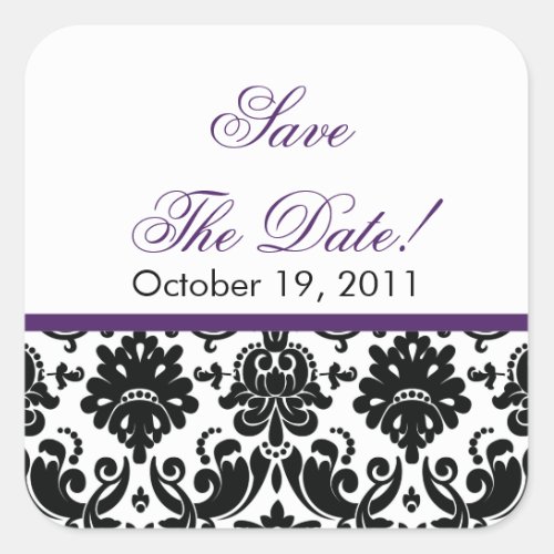 Black  Purple Damask Save the Date Wedding Seal