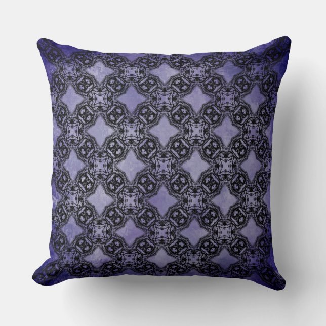 Black & Purple Diamond Chains Pattern Throw Pillow (Front)
