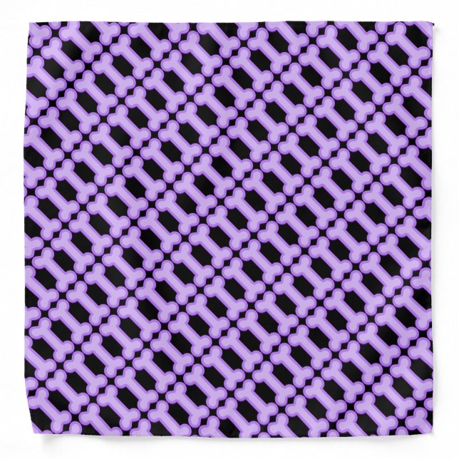 Black & Purple Dog Bones Pattern Bandana (Front)