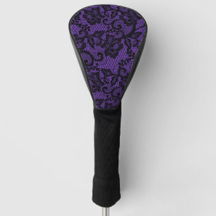 Black & Purple Faux Lace Golf Head Cover