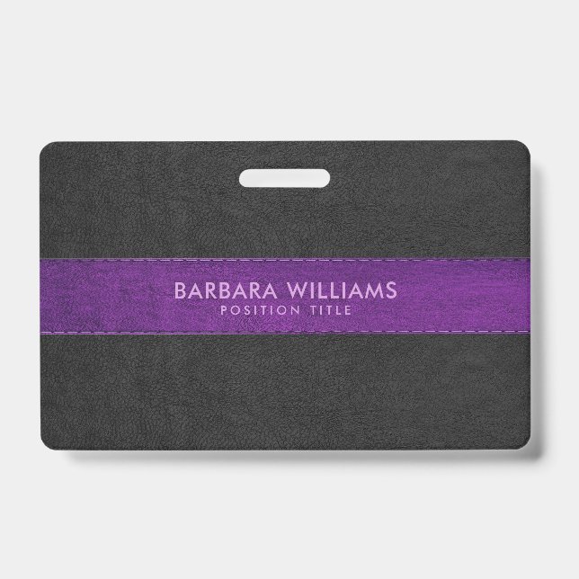 Black & Purple Faux Leather Badge (Front)