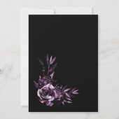 Black Purple Floral Bridal Shower Invitation (Back)