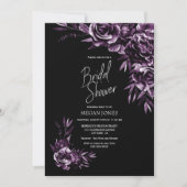 Black Purple Floral Bridal Shower Invitation (Front)