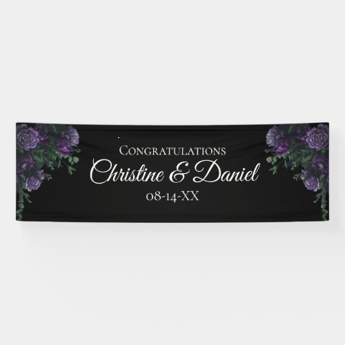 Black Purple Floral Elegant Wedding Gothic Banner