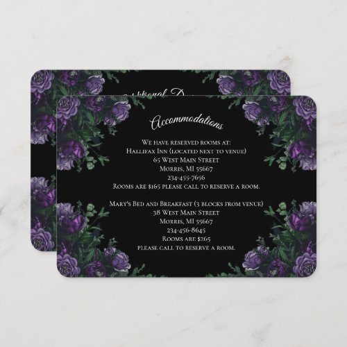 Black Purple Floral Elegant Wedding Gothic Enclosure Card