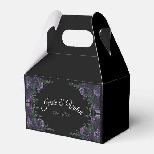 Black Purple Floral Elegant Wedding Gothic Favor Boxes