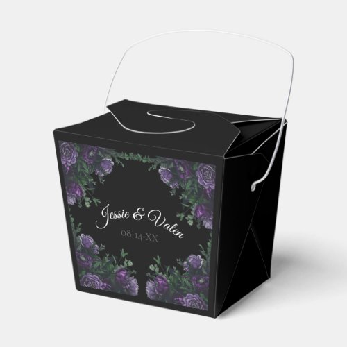 Black Purple Floral Elegant Wedding Gothic Favor Boxes
