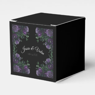 Black Purple Floral Elegant Wedding Gothic Favor Boxes