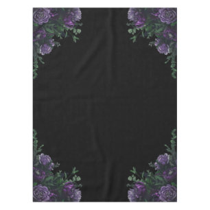 Black Purple Floral Elegant Wedding Gothic Tablecloth