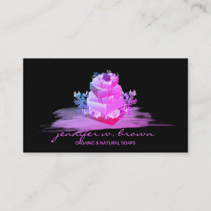 Black Purple Floral Soap Making Business Card