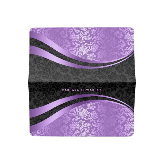 Black & Purple Geometric Design Checkbook Cover (Open)