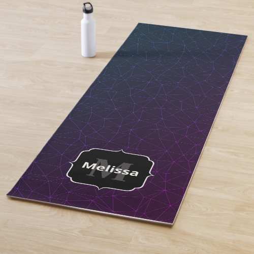 Black purple geometric mesh pattern Monogram Yoga Mat