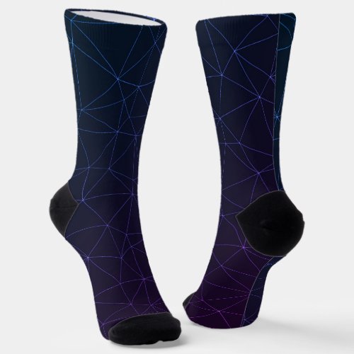 Black purple geometric triangles mesh pattern socks