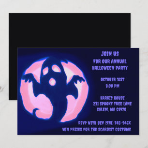 Black Purple Ghost Spooky Halloween Ghostly Party Invitation