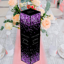 Black purple glitter elegant birthday wine box