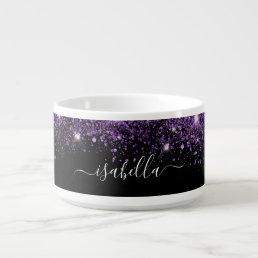 Black purple glitter name script  bowl