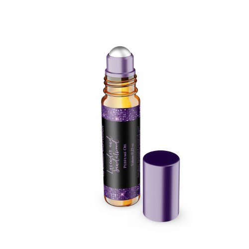 Black  Purple Glitter Perfume Roller Bottle label