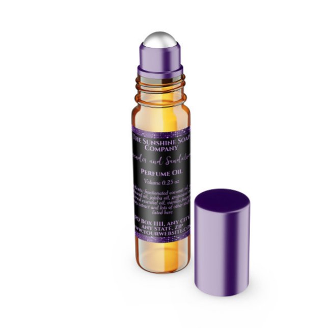Black & Purple Glitter Perfume Roller Bottle label (Creator Uploaded)