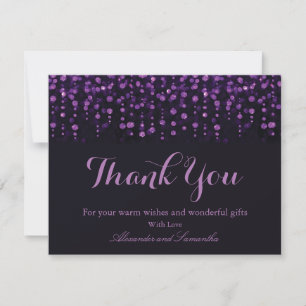 Black & Purple Glitter Winter thank you card