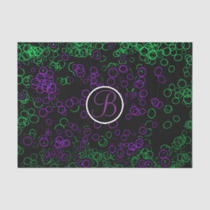 Black Purple Glow Circles Monogram Letter Initial Tissue Paper