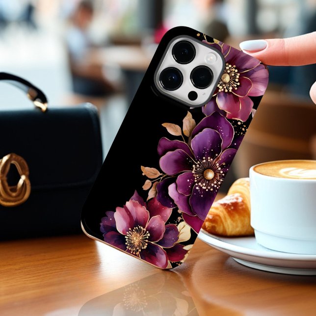 Black Purple Gold Floral Case-Mate iPhone Case (Black Purple Gold Floral Case-Mate iPhone Case)
