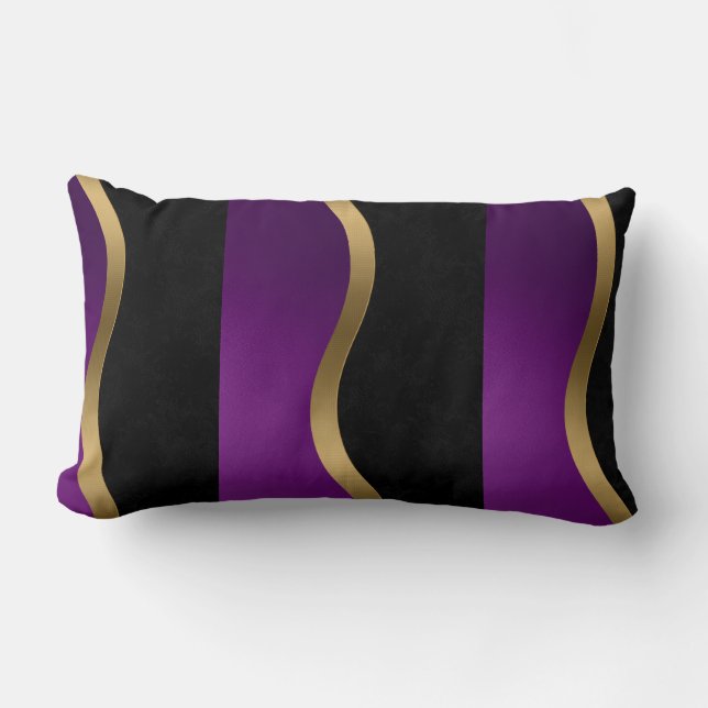 Black Purple Gold Lumbar Pillow (Front)